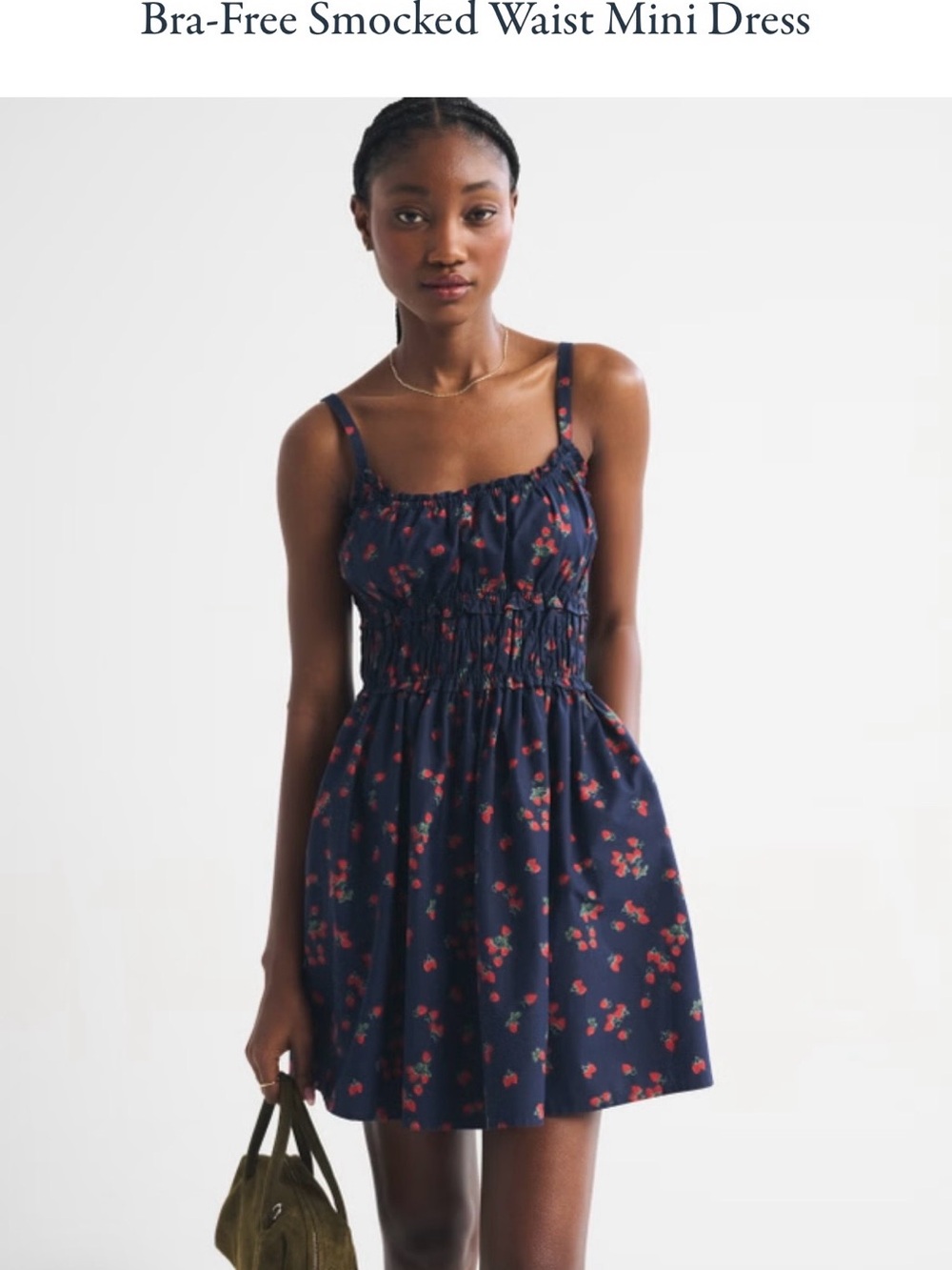 Abercrombie & Fitch Navy Mini Dress with Red Floral Print